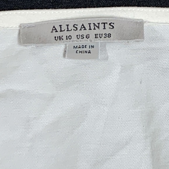 Allsaints‎ Elektra Zip Front Top Women's Size 6 Puff Sleeve Smocked Waist White - Picture 3 of 8